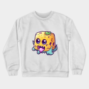 Kawaii Cheese Zombie Food Monsters:When the Cuties Bite Back - A Playful and Spooky Culinary Adventure! Crewneck Sweatshirt
